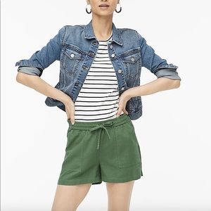 J.Crew Linen Blended Drawstring Short- Moss